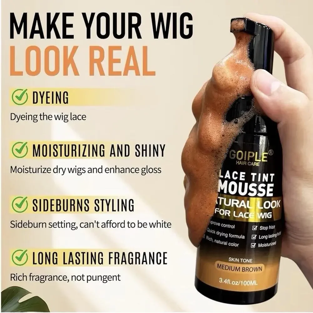 GOIPLE 16 Pc Lace Wig Kit: DARK Brown Lace Tint Mouse , Adhesive, Wax, Melting